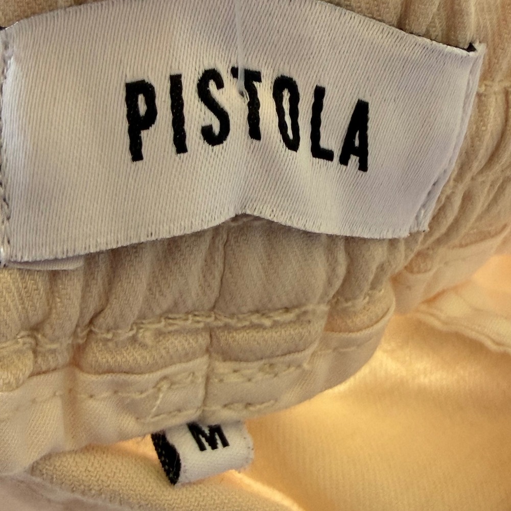 Pistola Cream Cotton Blend Drawstring Elastic Waist Jogger Tapered Pants Size M - Picture 3 of 9